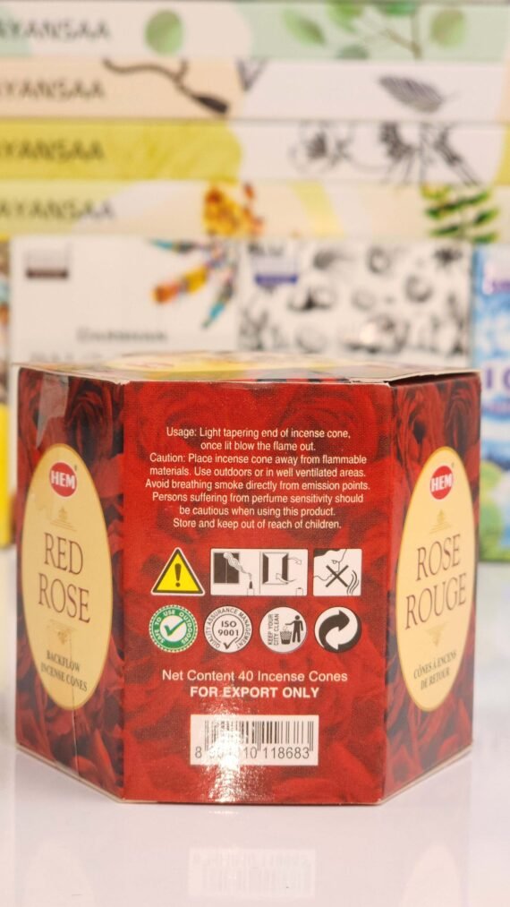 Red Rose Backflow Cone Incense 40 Pieces - Image 2